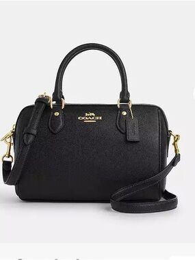 Coach Black Rowan Satchel with Gold Hardware